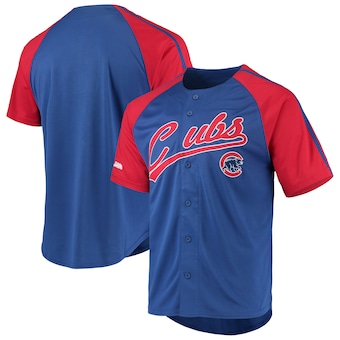 mens stitches royal chicago cubs button down raglan replica 